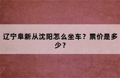 辽宁阜新从沈阳怎么坐车？票价是多少？