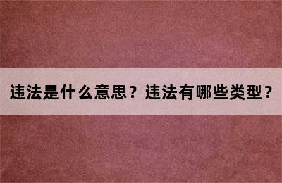 违法是什么意思？违法有哪些类型？