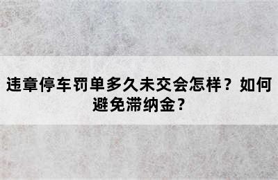 违章停车罚单多久未交会怎样？如何避免滞纳金？