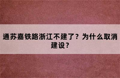 通苏嘉铁路浙江不建了？为什么取消建设？