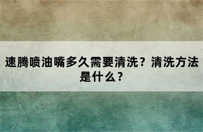 速腾喷油嘴多久需要清洗？清洗方法是什么？