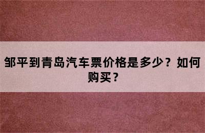 邹平到青岛汽车票价格是多少？如何购买？