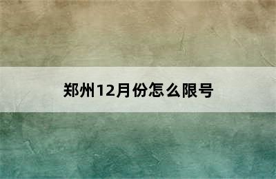 郑州12月份怎么限号