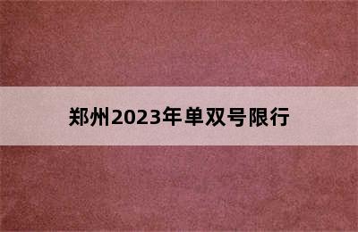 郑州2023年单双号限行