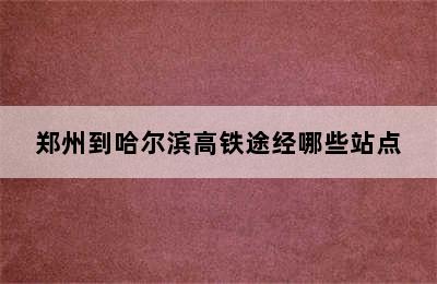 郑州到哈尔滨高铁途经哪些站点