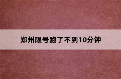 郑州限号跑了不到10分钟