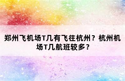 郑州飞机场T几有飞往杭州？杭州机场T几航班较多？