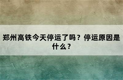 郑州高铁今天停运了吗？停运原因是什么？