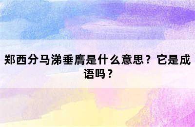 郑西分马涕垂膺是什么意思？它是成语吗？