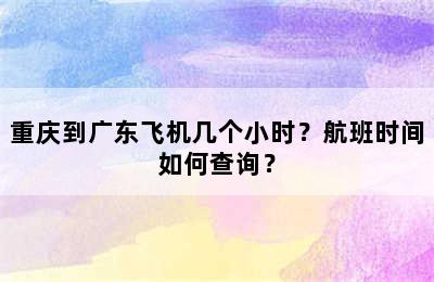 重庆到广东飞机几个小时？航班时间如何查询？