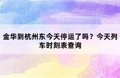 金华到杭州东今天停运了吗？今天列车时刻表查询