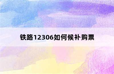 铁路12306如何候补购票