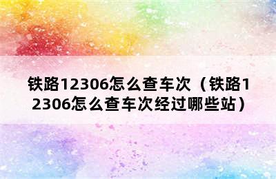 铁路12306怎么查车次（铁路12306怎么查车次经过哪些站）