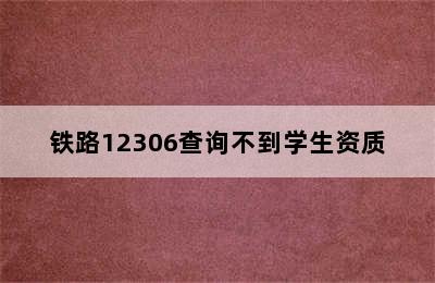 铁路12306查询不到学生资质