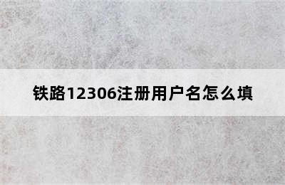 铁路12306注册用户名怎么填