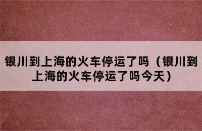 银川到上海的火车停运了吗（银川到上海的火车停运了吗今天）