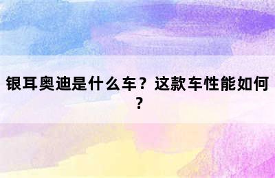 银耳奥迪是什么车？这款车性能如何？