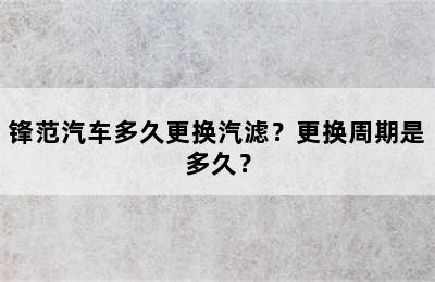 锋范汽车多久更换汽滤？更换周期是多久？