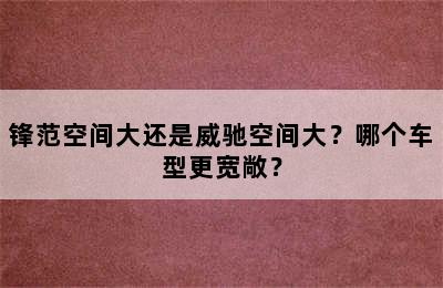 锋范空间大还是威驰空间大？哪个车型更宽敞？