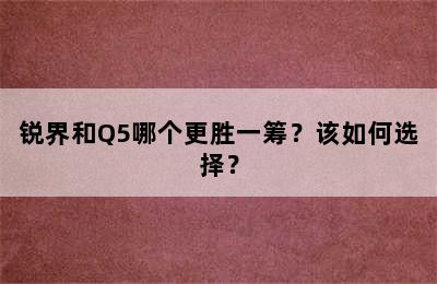 锐界和Q5哪个更胜一筹？该如何选择？