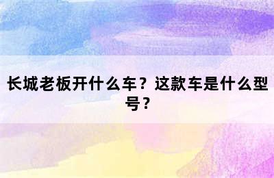 长城老板开什么车？这款车是什么型号？