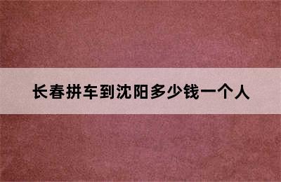 长春拼车到沈阳多少钱一个人