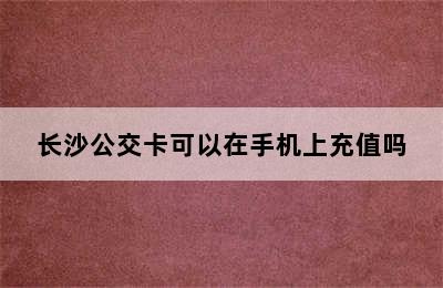 长沙公交卡可以在手机上充值吗