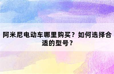 阿米尼电动车哪里购买？如何选择合适的型号？