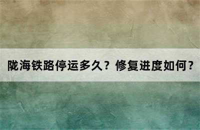 陇海铁路停运多久？修复进度如何？