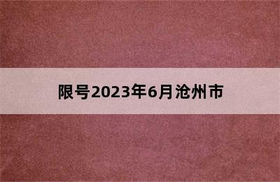 限号2023年6月沧州市