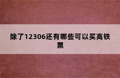 除了12306还有哪些可以买高铁票