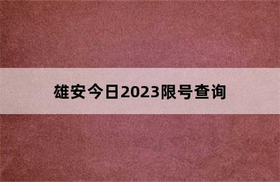 雄安今日2023限号查询