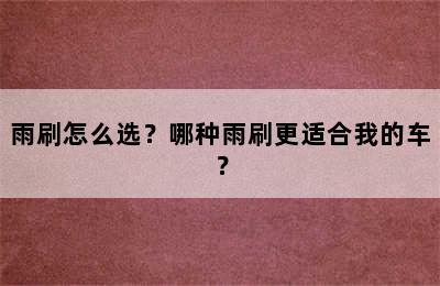 雨刷怎么选？哪种雨刷更适合我的车？