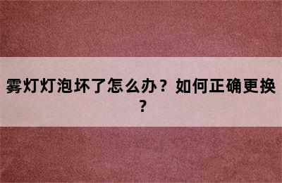 雾灯灯泡坏了怎么办？如何正确更换？