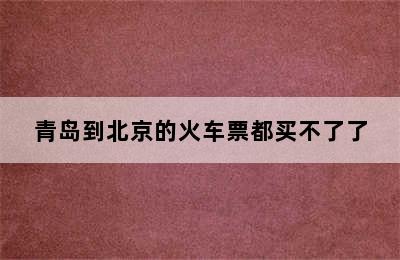 青岛到北京的火车票都买不了了