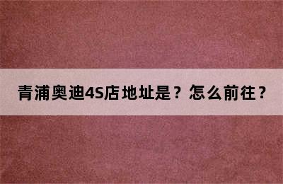 青浦奥迪4S店地址是？怎么前往？