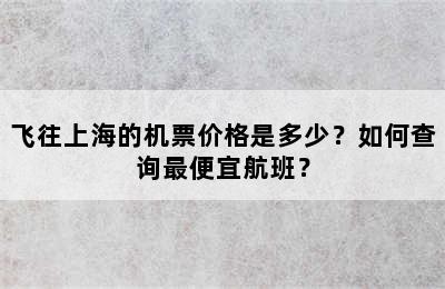 飞往上海的机票价格是多少？如何查询最便宜航班？