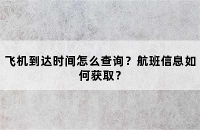 飞机到达时间怎么查询？航班信息如何获取？