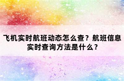 飞机实时航班动态怎么查？航班信息实时查询方法是什么？