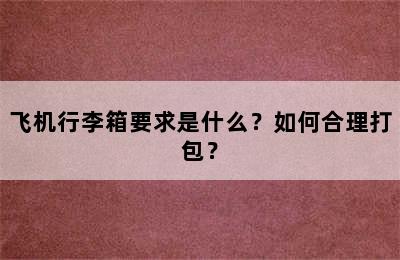 飞机行李箱要求是什么？如何合理打包？