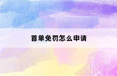 首单免罚怎么申请