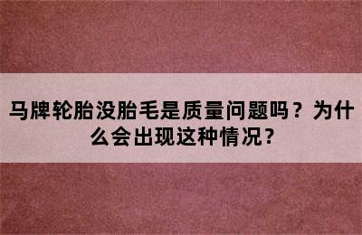 马牌轮胎没胎毛是质量问题吗？为什么会出现这种情况？