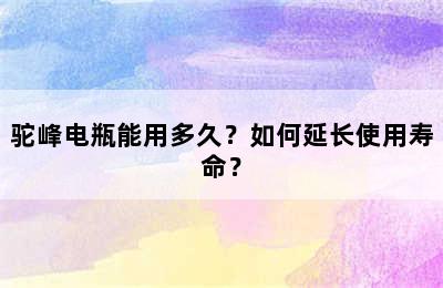 驼峰电瓶能用多久？如何延长使用寿命？