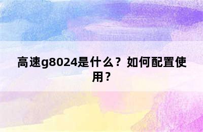 高速g8024是什么？如何配置使用？