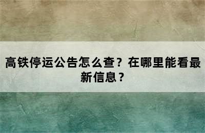 高铁停运公告怎么查？在哪里能看最新信息？