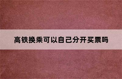 高铁换乘可以自己分开买票吗