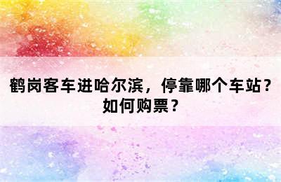 鹤岗客车进哈尔滨，停靠哪个车站？如何购票？