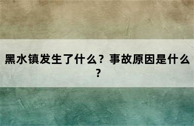 黑水镇发生了什么？事故原因是什么？