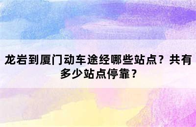 龙岩到厦门动车途经哪些站点？共有多少站点停靠？