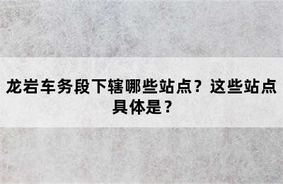 龙岩车务段下辖哪些站点？这些站点具体是？